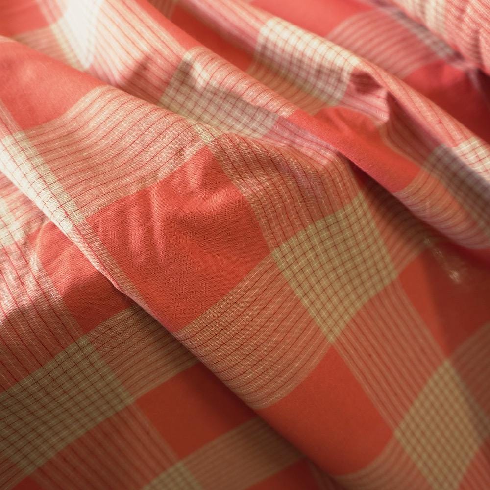 Terracotta & Cream Cotton Linen Check