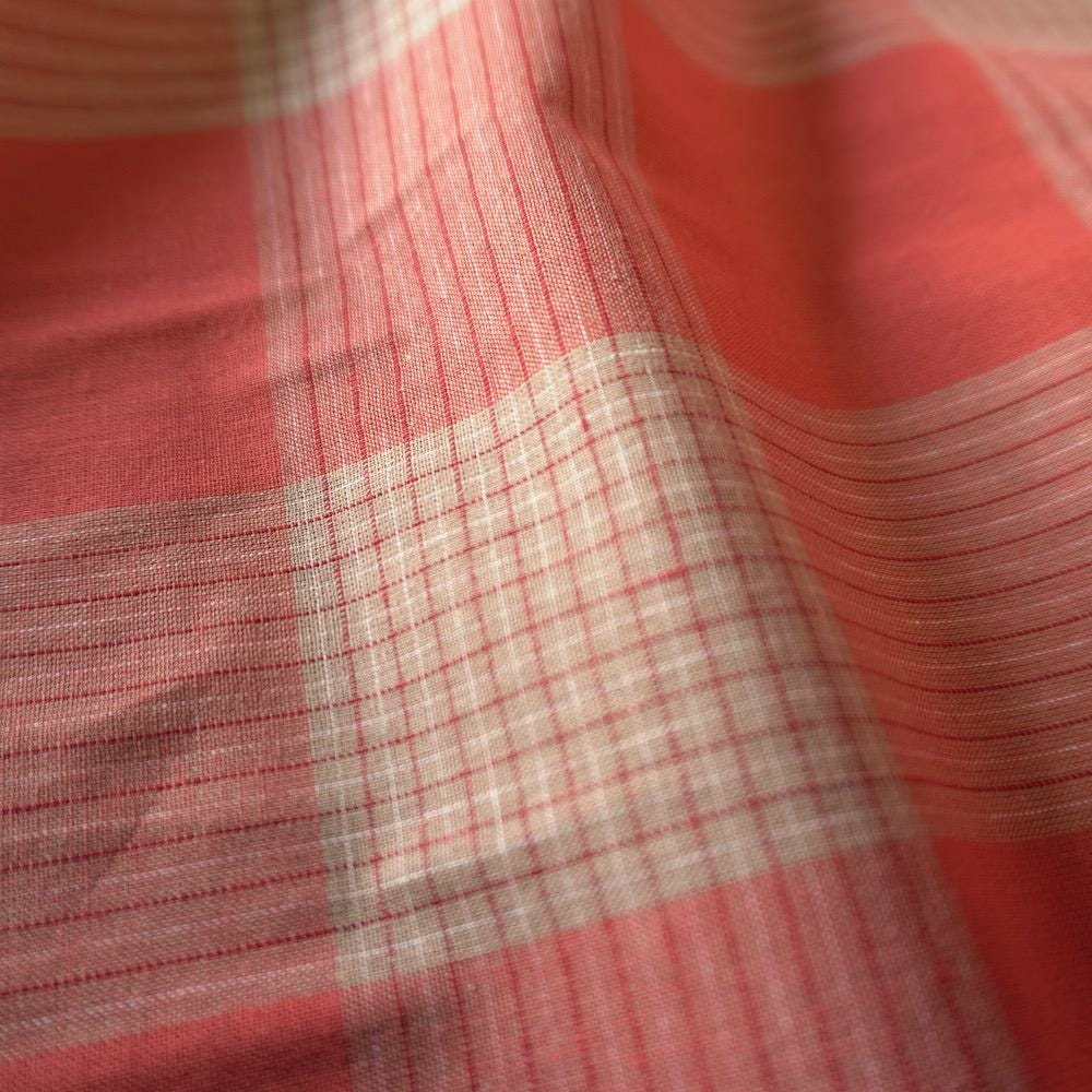 Terracotta & Cream Cotton Linen Check