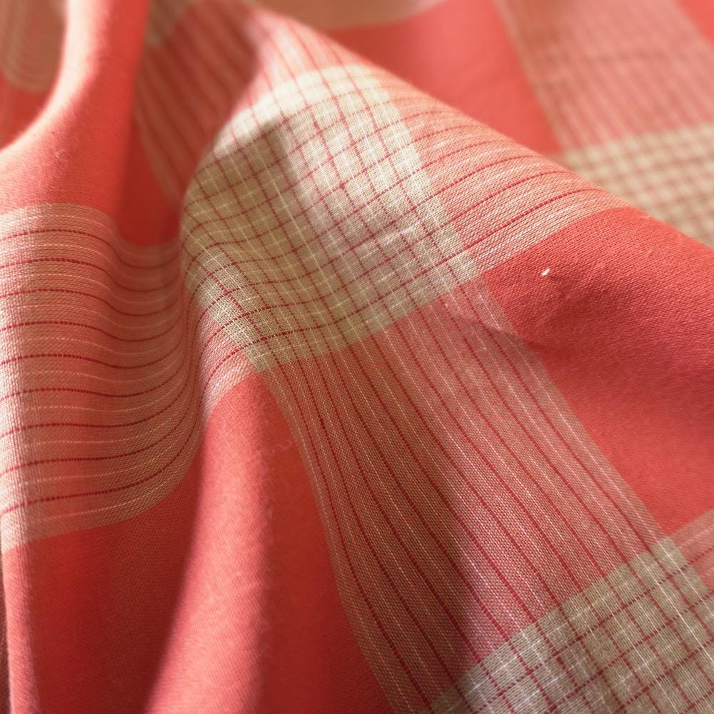 Terracotta & Cream Cotton Linen Check