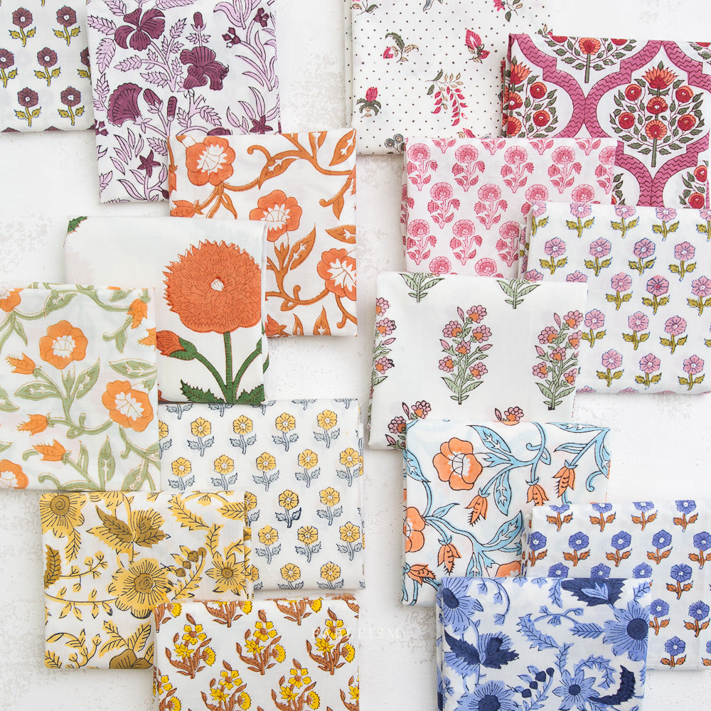 Indian Block Print: Flowerling in Yellow