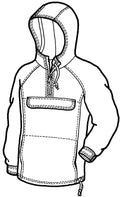 line drawing of pullover anorak