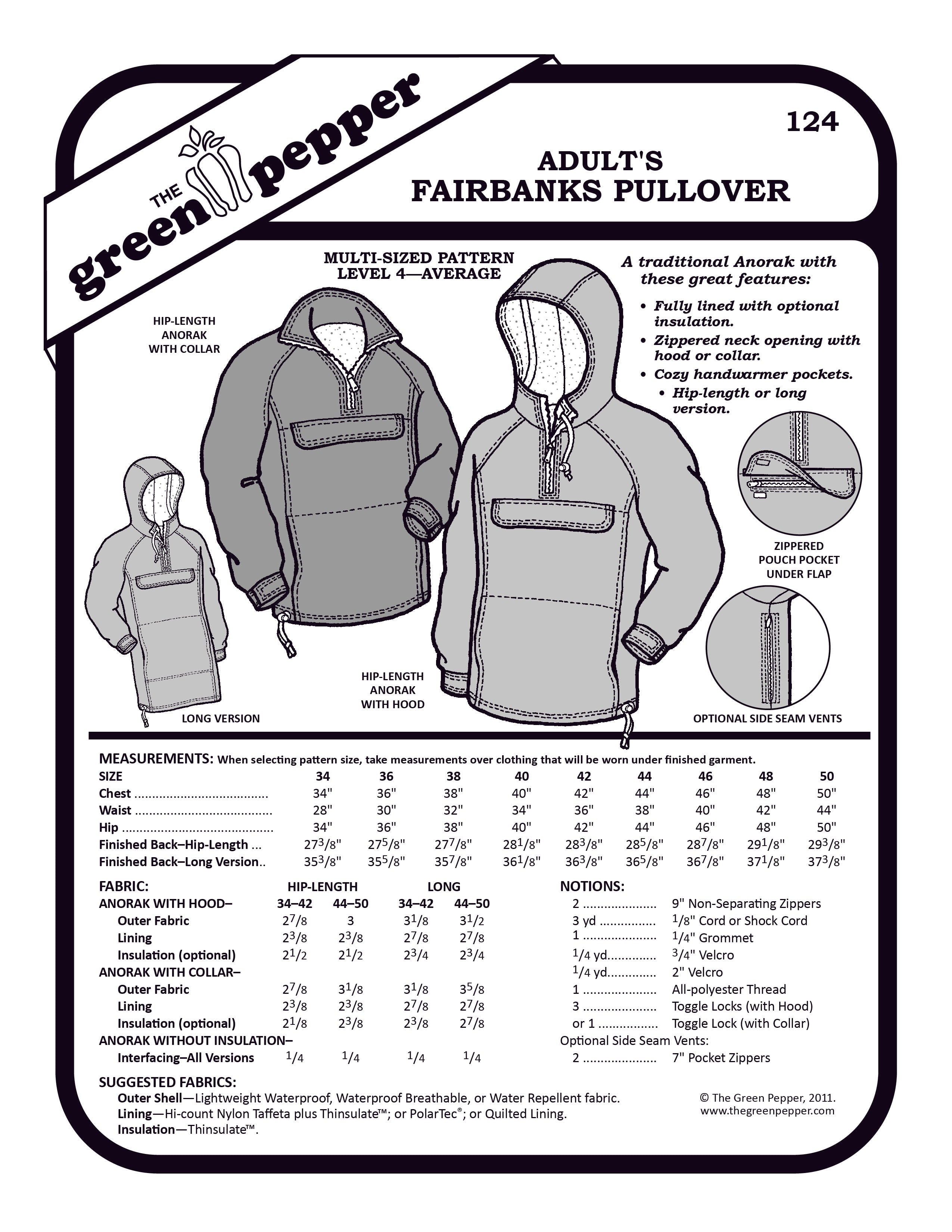 cover of 124 Fairbanks Pullover sewing pattern