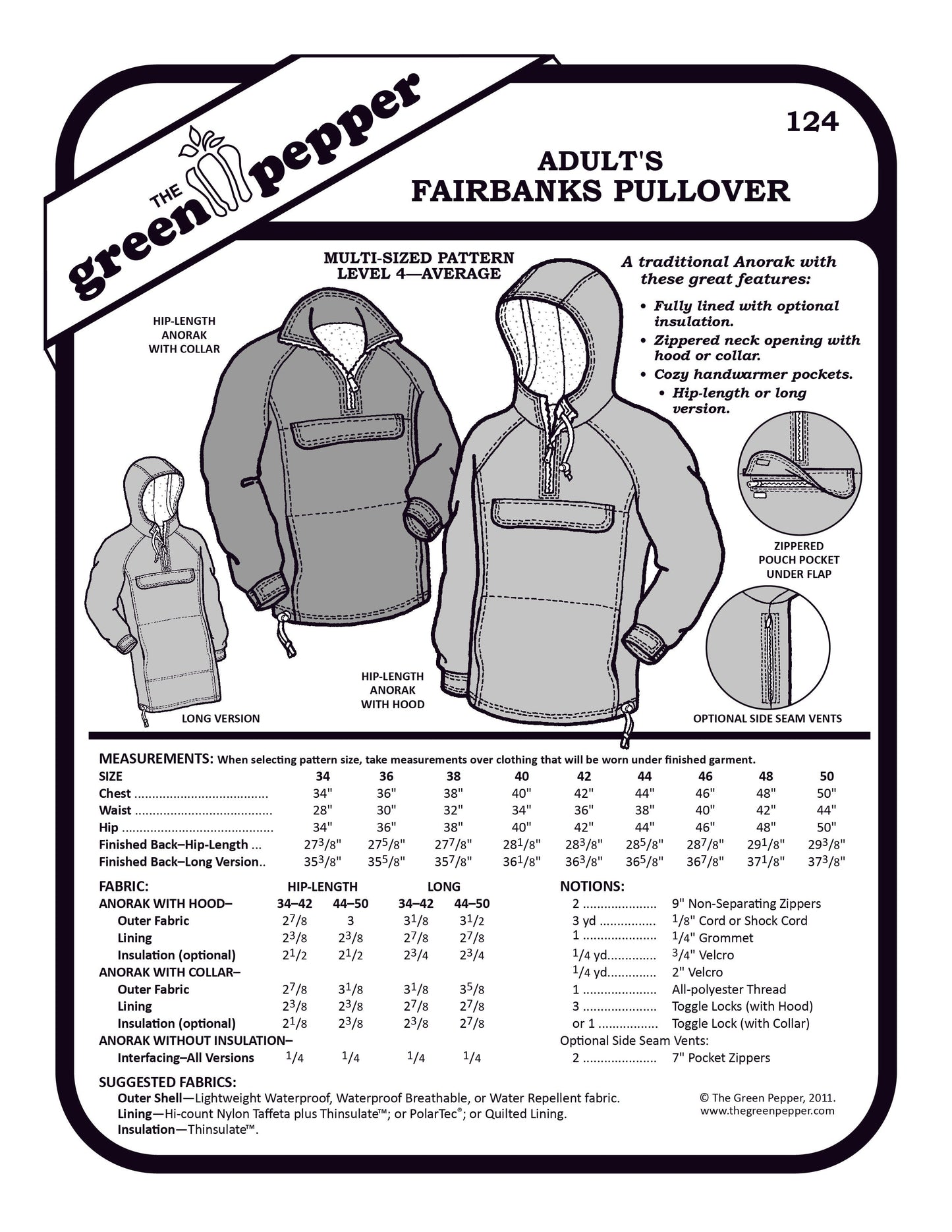 cover of 124 Fairbanks Pullover sewing pattern