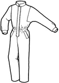 pen and ink drawing of a mens' jumpsuit