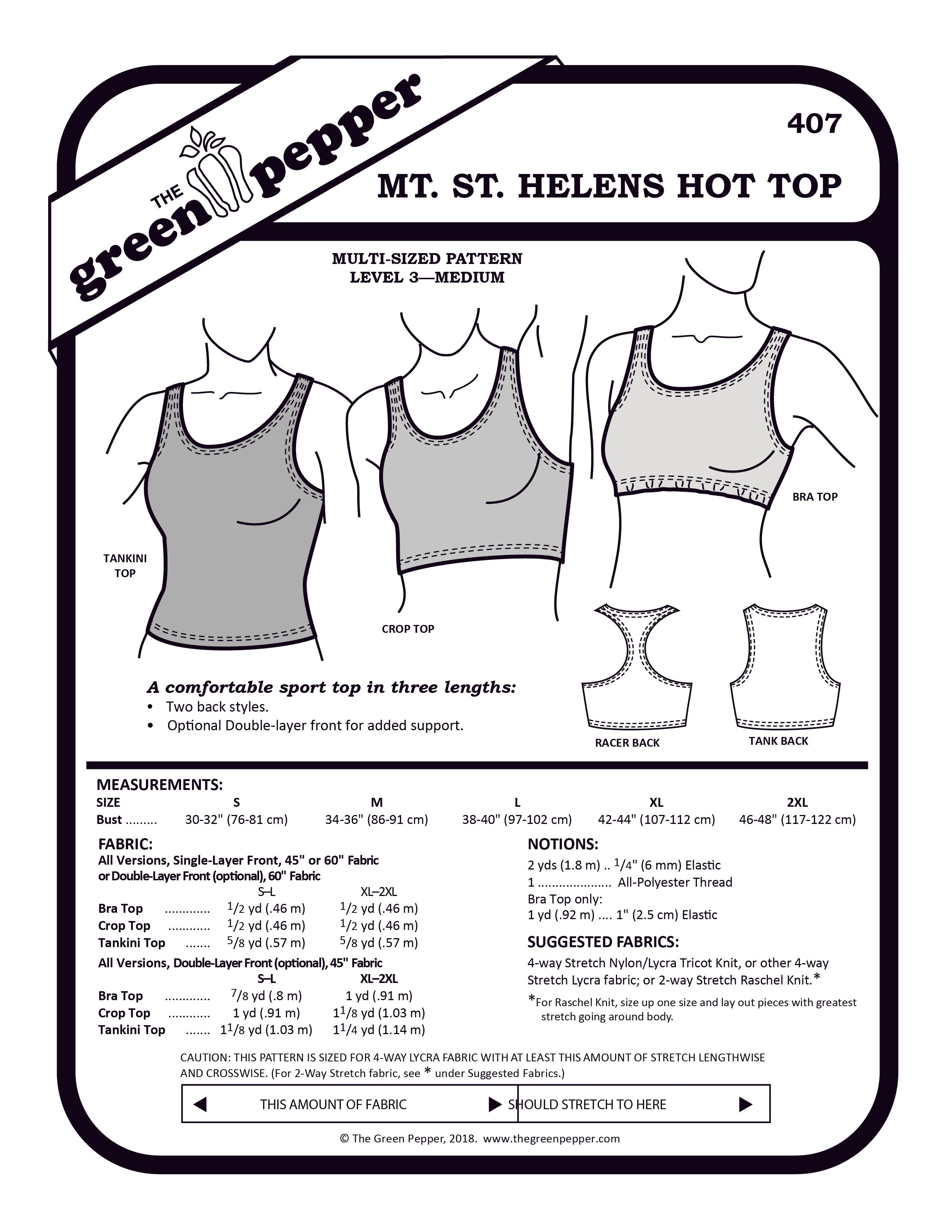 Cover for sewing pattern 407 Mt. St. Helens Hot Top