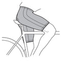 Illustration of a bicycle with rider wearing bike shorts.