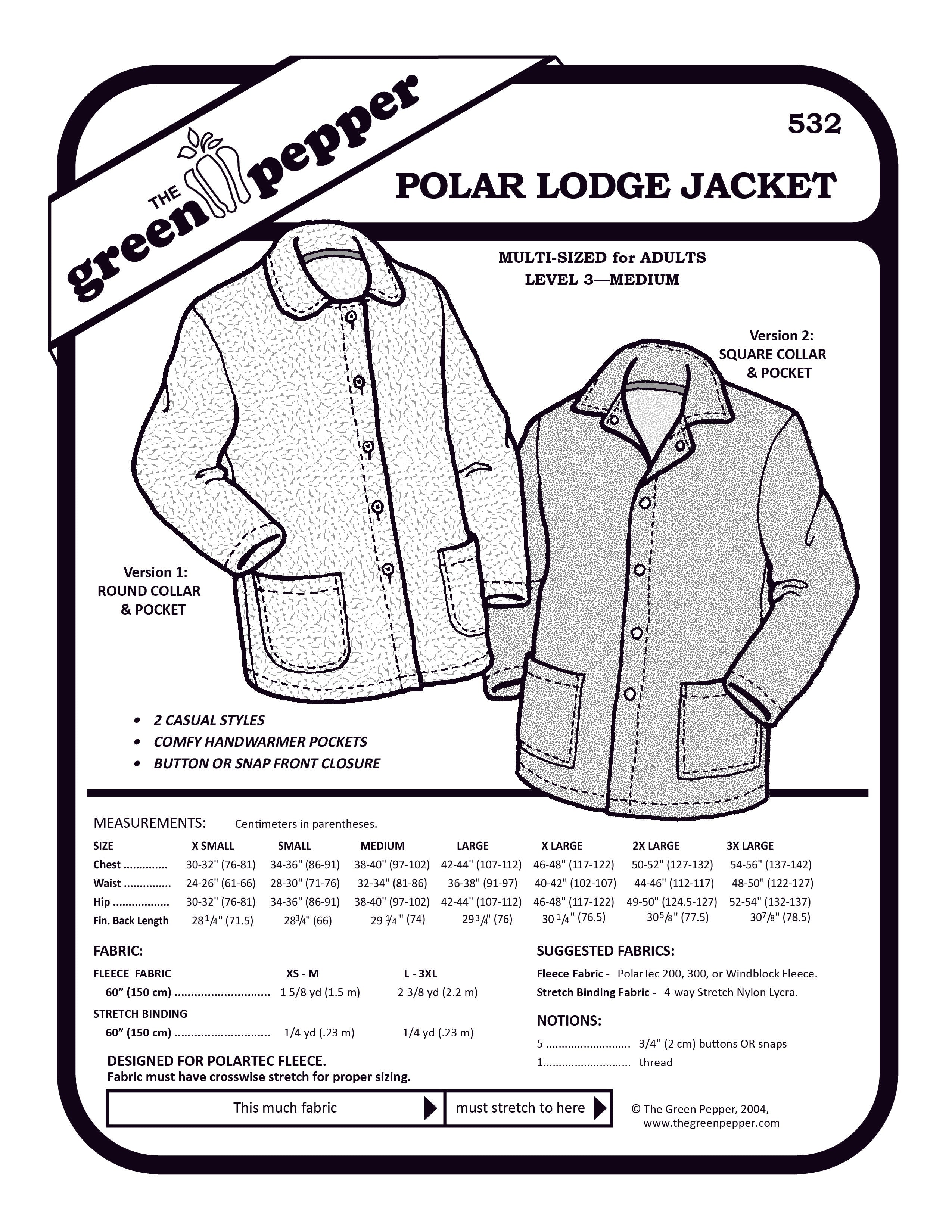 Cover of sewing pattern for 532 Polar Lodge Jacket.