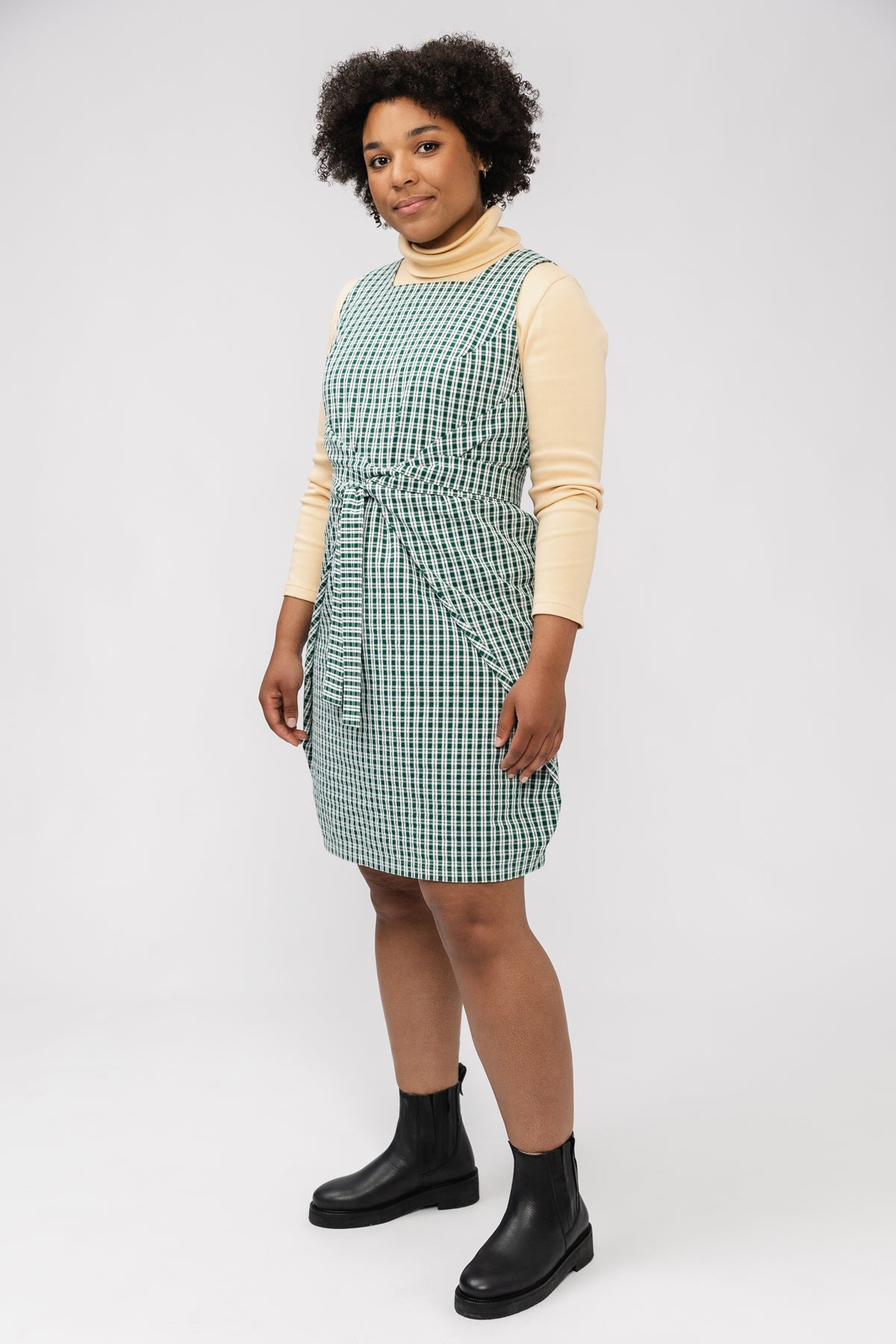 Wrap pinafore dress sewing pattern