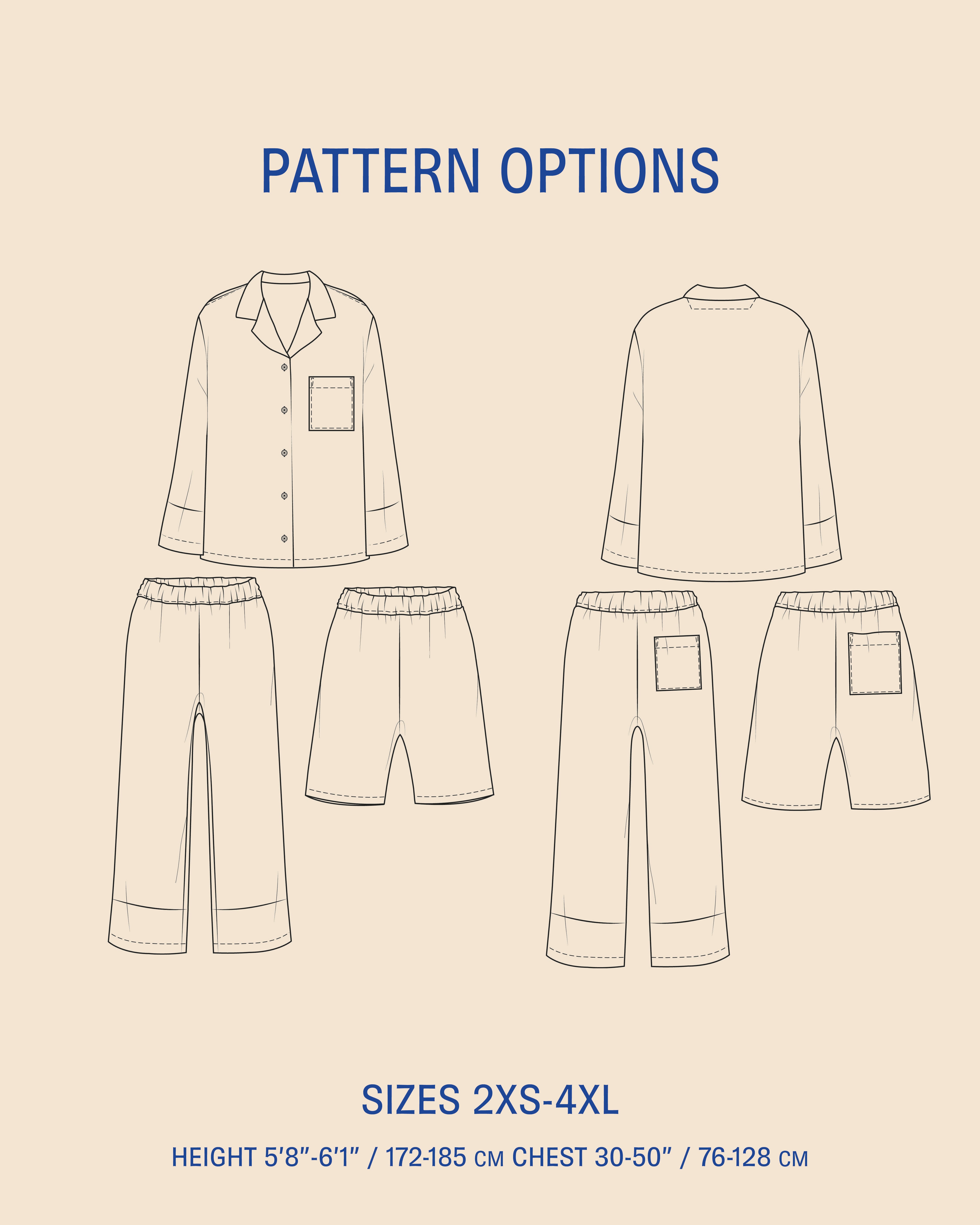 Unisex Pajama set sewing pattern